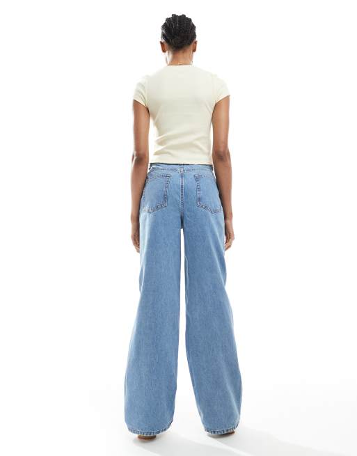 ASOS DESIGN Tall - Mellemblå dad-jeans med vide ben, 2 af 5