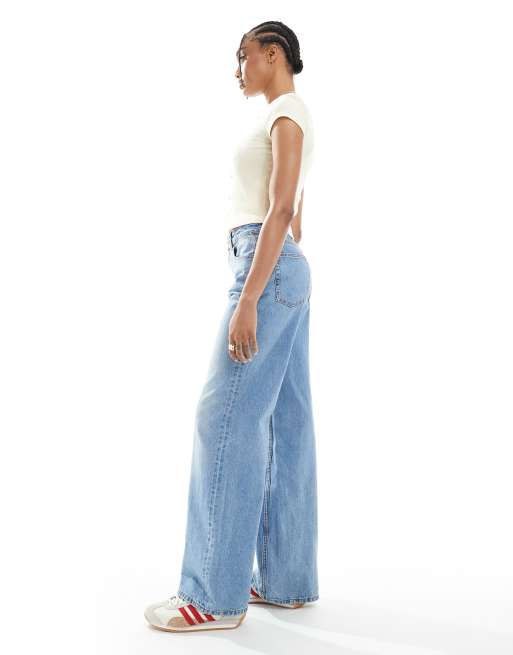 ASOS DESIGN Tall - Mellemblå dad-jeans med vide ben, 3 af 5