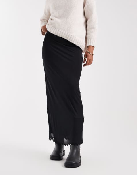 ASOS DESIGN Tall mesh midi skirt in black