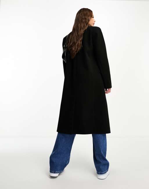 ASOS DESIGN Tall mid length dad coat in black