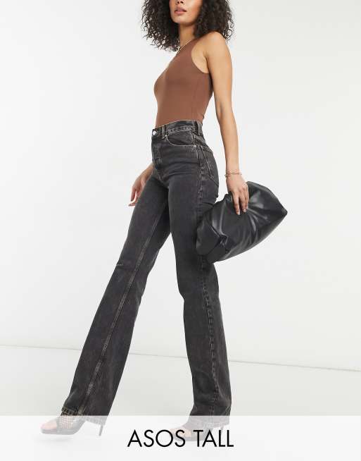 ASOS DESIGN Tall mid rise '90's' straight leg jeans in washed black