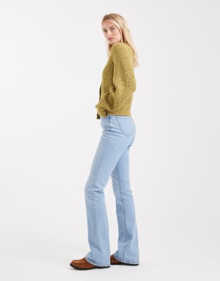 Asos Tall Asos Design Tall Mid Rise Flare Jeans In Blue
