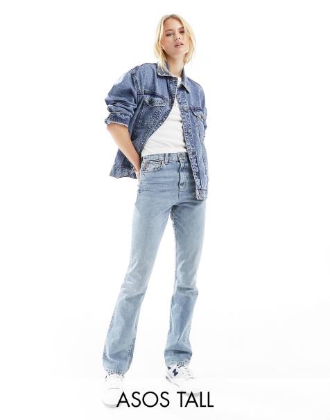ASOS DESIGN Tall mid rise straight jeans in light blue - view 1