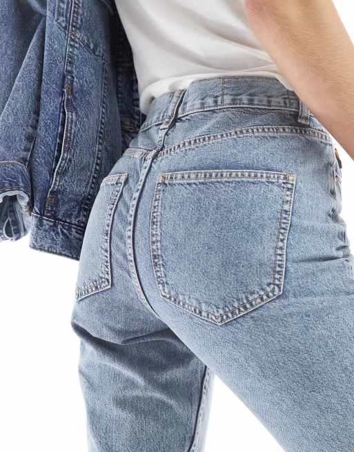 ASOS DESIGN Tall mid rise straight jeans in light blue, 2 of 5