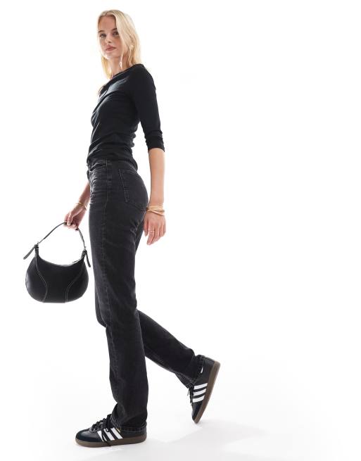 ASOS DESIGN Tall mid rise straight jeans in washed black