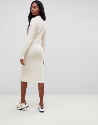 midi dress in ribbed knit