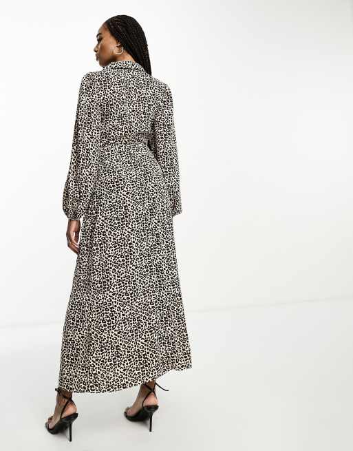ASOS DESIGN Tall - Midi jurk met kraagje, overslag en luipaardprint, 3 van 4