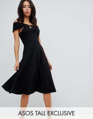 bardot midi skater dress