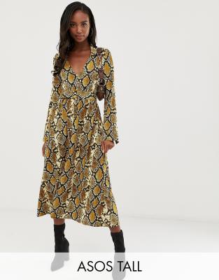 asos snake print midi dress