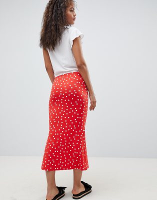 asos polka dot midi skirt