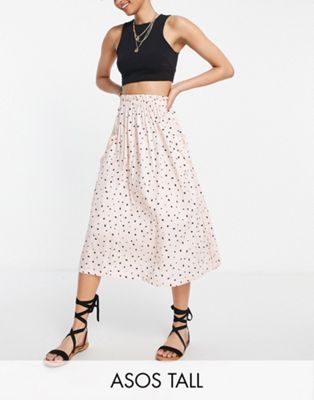 ASOS DESIGN Tall midi skirt with pocket detail in spot print
