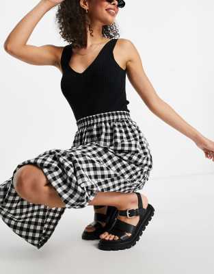 asos gingham midi skirt