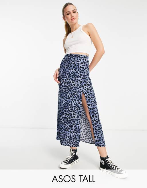 Leopard print maxi skirt with cheap split