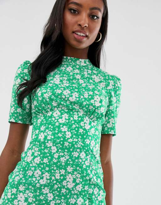 Asos design midi tea dress with buttons in floral cheap print