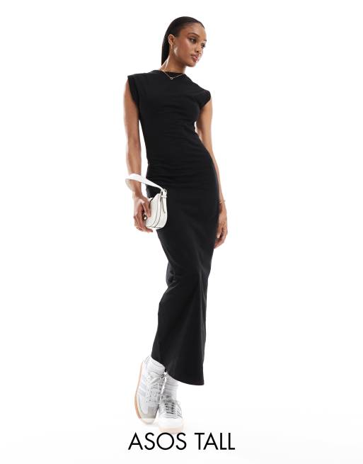 ASOS DESIGN Tall – Midikleid im Tanktop-Design in Schwarz mit Rundhalsausschnitt