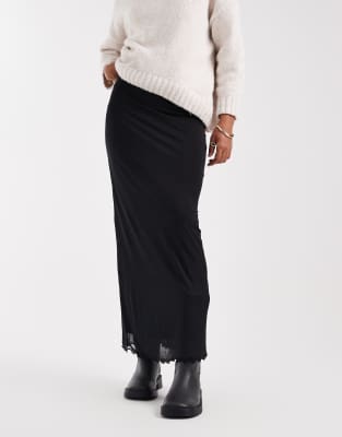 ASOS DESIGN Tall - Midirock aus Netzstoff in Schwarz