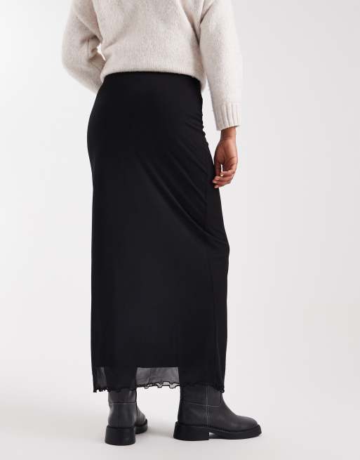 ASOS DESIGN Tall – Midirock aus Netzstoff in Schwarz, 3 von 5