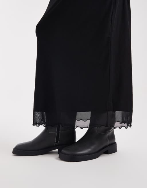 ASOS DESIGN Tall – Midirock aus Netzstoff in Schwarz, 4 von 5