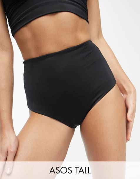 ASOS DESIGN Tall mix and match high waist bikini bottom in black  