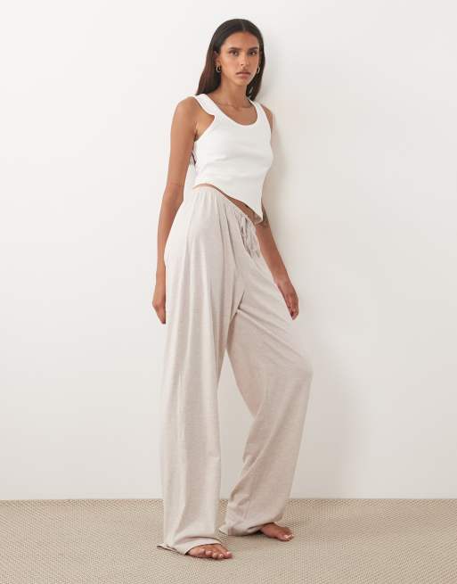 ASOS DESIGN – Mieszaj i łącz – Jasnobeżowa melanżowa piżama z bawełny, 2 z 6