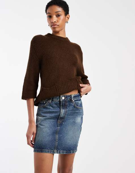 ASOS DESIGN Tall - Mini-jupe en jean à taille haute - Bleu vintage - view 1