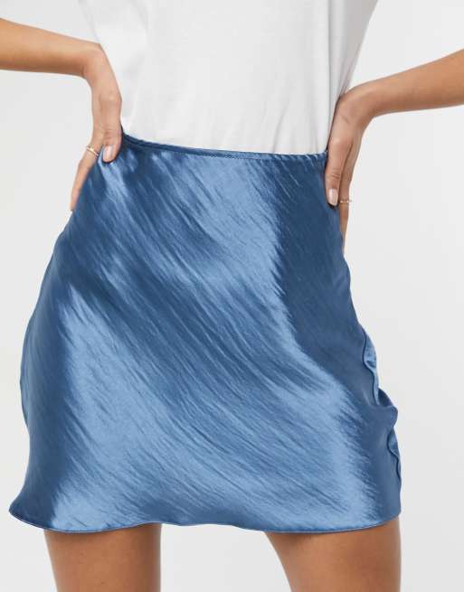ASOS DESIGN Tall - Mini-jupe en satin ultra brillant - Bleu acier, 3 de 4