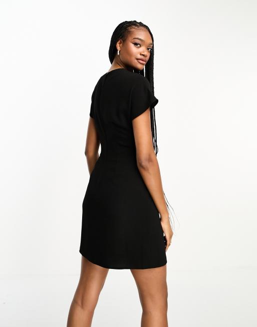 ASOS DESIGN Tall - Mini-jurk met ingenomen taille in zwart, 2 van 4