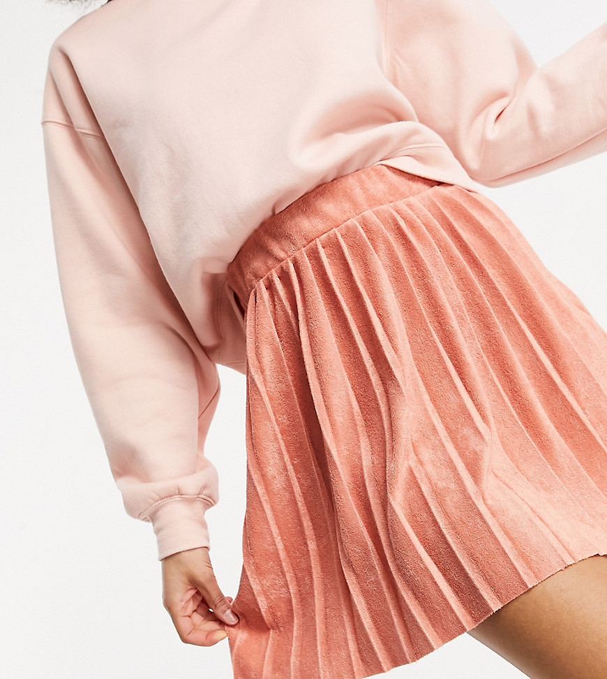 ASOS DESIGN Tall mini pleated terrycloth tennis skirt in deep blush-Multi