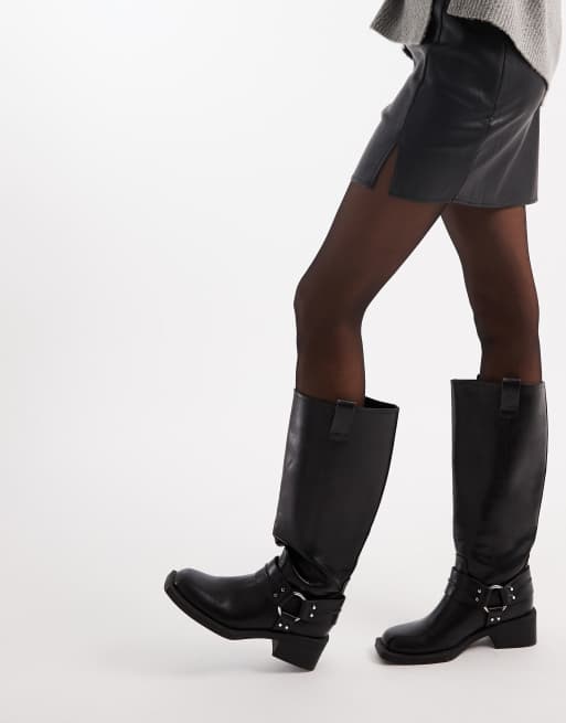 ASOS DESIGN Tall - Mini rok met leerlook en split aan de voorkant in zwart, 3 van 5