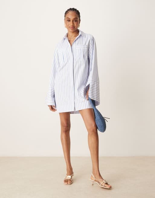 ASOS DESIGN Tall mini shirt dress with wide cuffs and oversized