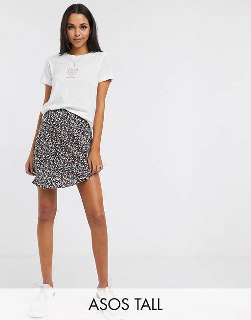 ASOS DESIGN Tall mini slip skirt in ditsy floral