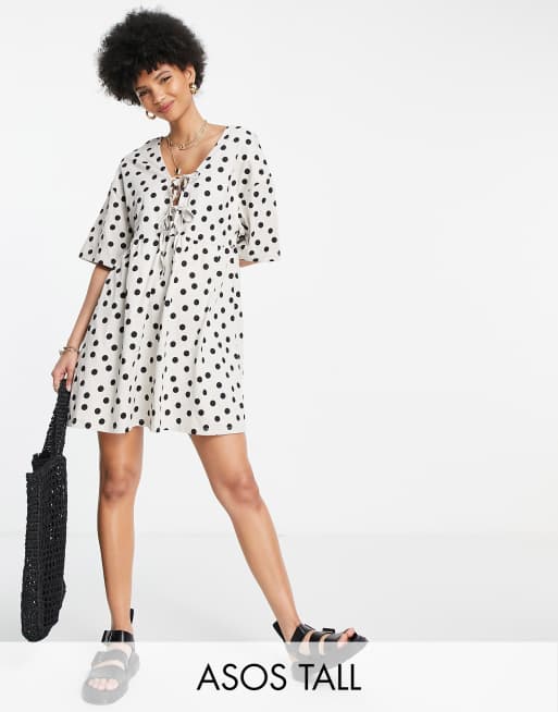 Asos black and shop white spotty dress