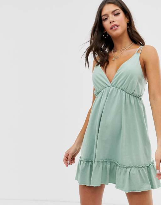 Asos design mini smock sales sundress with pep hem