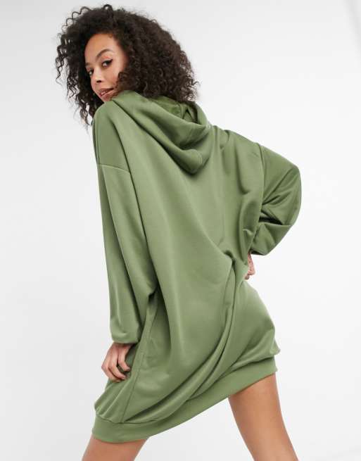 ASOS DESIGN Tall mini sweatshirt hoodie dress in khaki