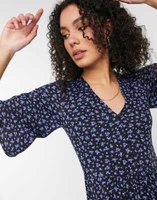 最安値に挑戦 エイソス Asos Tall レディース ワンピース ワンピース ドレス Asos Design Tall Mini Swing Dress In Black And Blue Floral Print 在庫あり 即納 Farmerscentre Com Ng