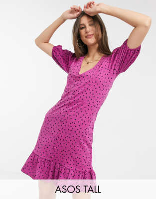 purple polka dot dress