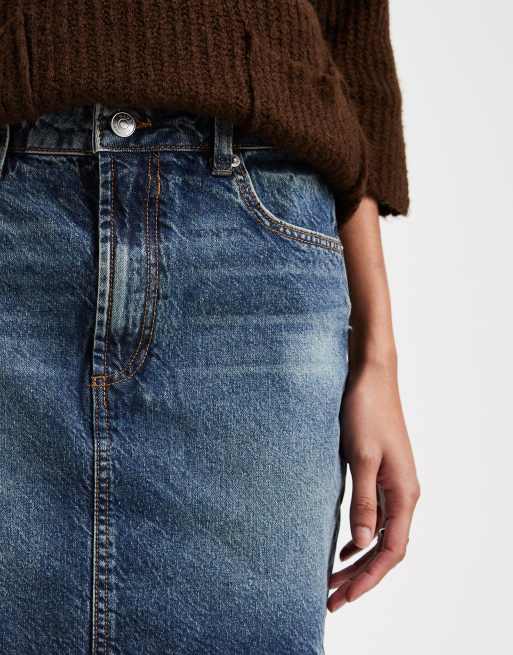 ASOS DESIGN Tall - Minigonna a vita alta in denim blu vintage, 4 di 5