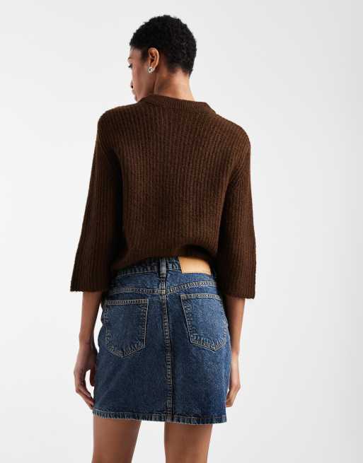 ASOS DESIGN Tall - Minigonna a vita alta in denim blu vintage, 5 di 5