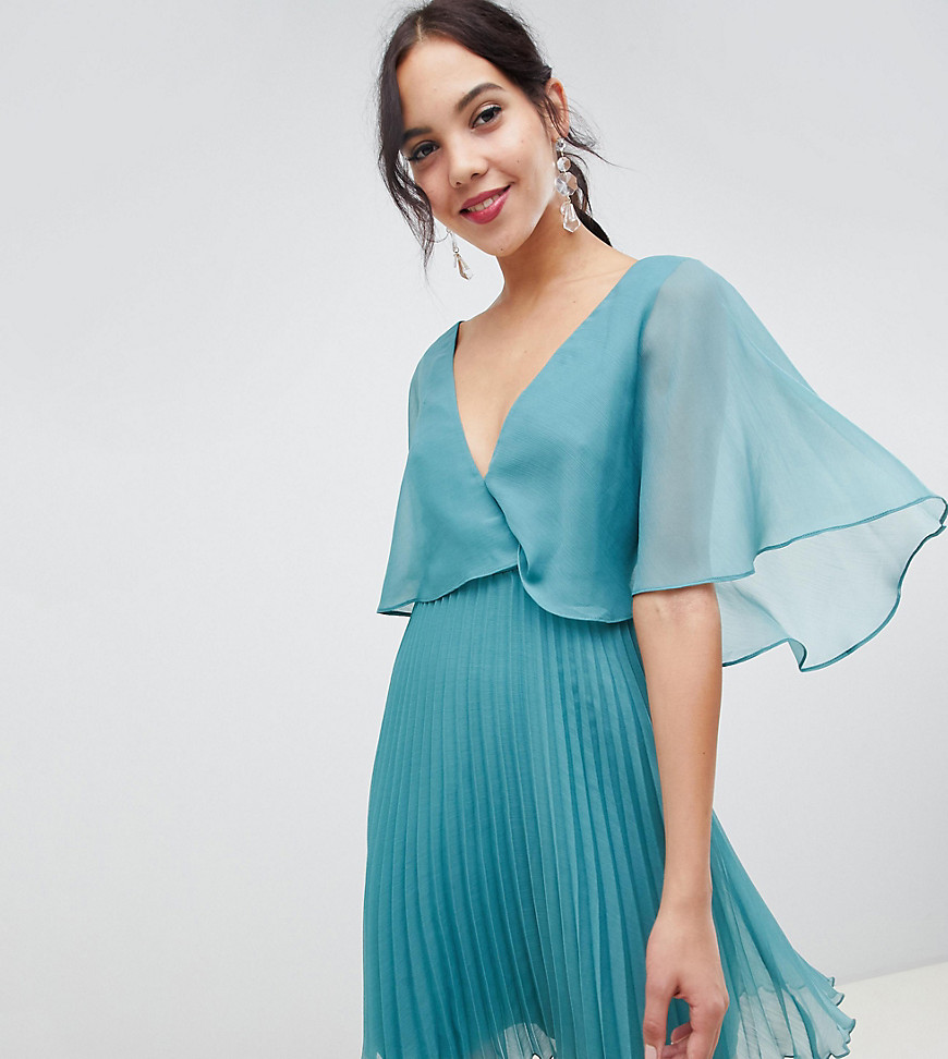 ASOS DESIGN – Tall – Miniklänning med utsvängda ärmar och plisserad kjol-Flerfärgad