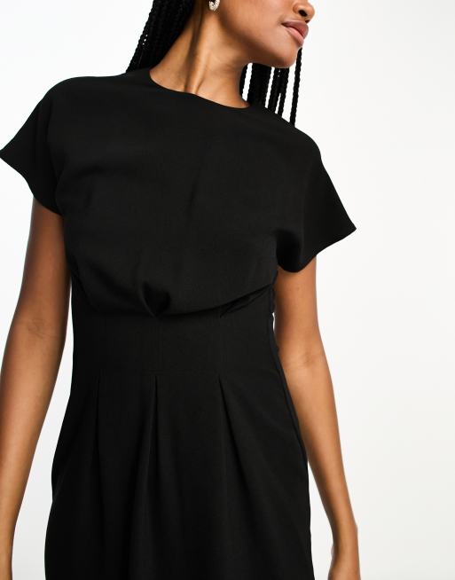 ASOS DESIGN Tall – Minikleid mit geraffter Taille in Schwarz, 4 von 4