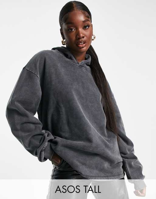 ASOS DESIGN Tall - Minimal - Hættetrøje i sort vask