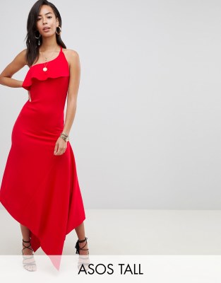 Asos Tall Asos Design Tall Minimal Maxi With Skinny Halter Dress-red