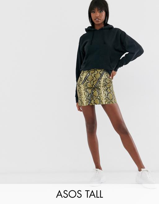ASOS DESIGN - Tall - Minirok met rits en slangenprint