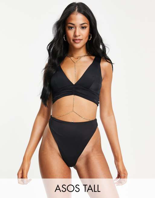 ASOS DESIGN Tall Mix and Match Bas de bikini string chancr taille haute Noir