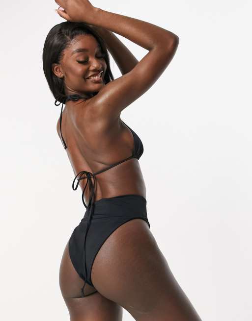 ASOS DESIGN Tall mix and match high leg high waist bikini bottom in black , 2 of 4