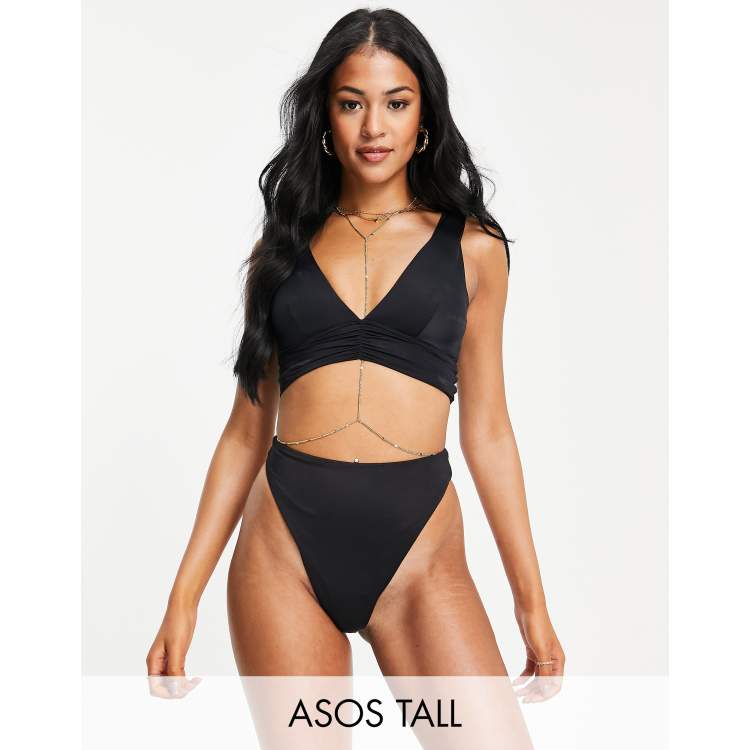 ASOS DESIGN Tall mix and match high waist bikini bottom in black