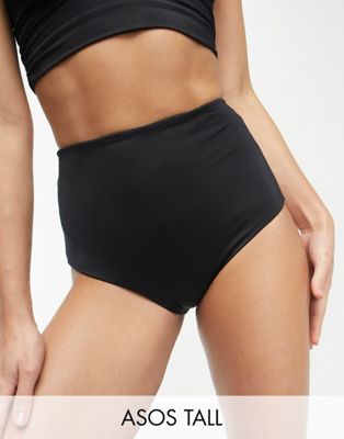 ASOS DESIGN Tall mix and match high waist bikini bottom in black   - ASOS Price Checker