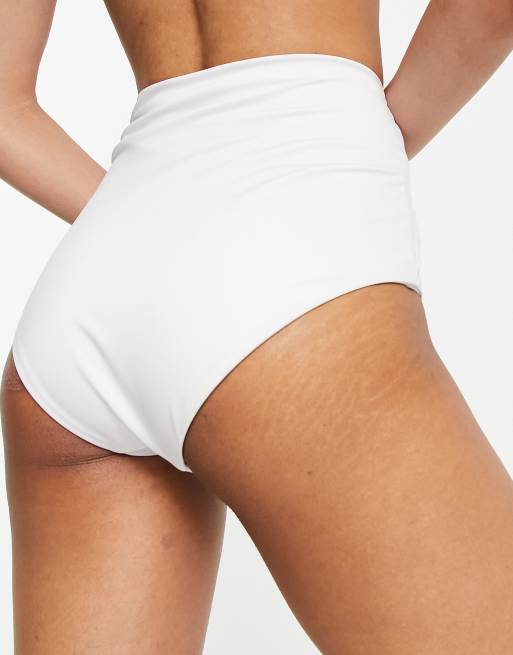 ASOS DESIGN Tall mix and match high waist bikini bottom in white , 2 of 4