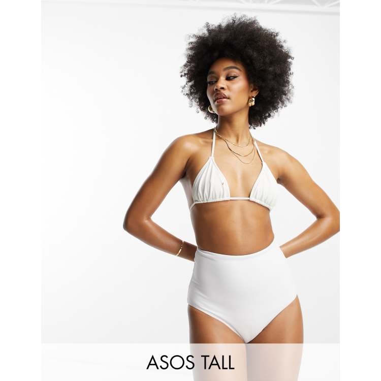 ASOS DESIGN Tall mix and match high waist bikini bottom in white