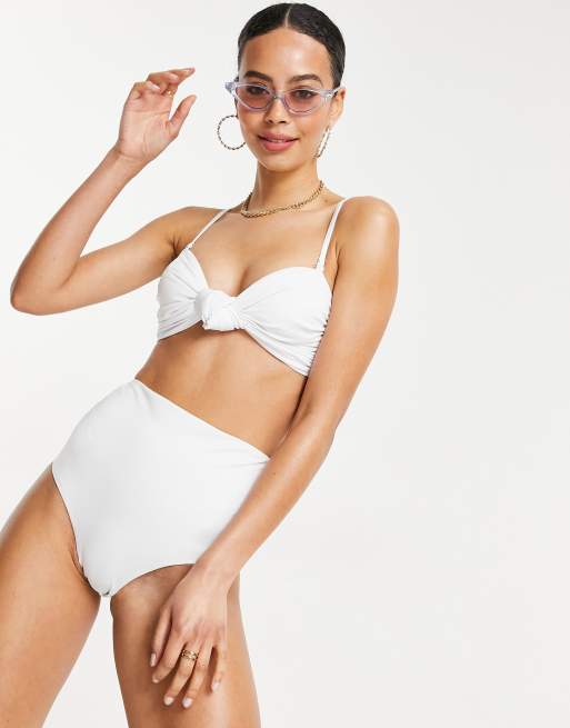 ASOS DESIGN tall mix and match high waist bikini bottom in white